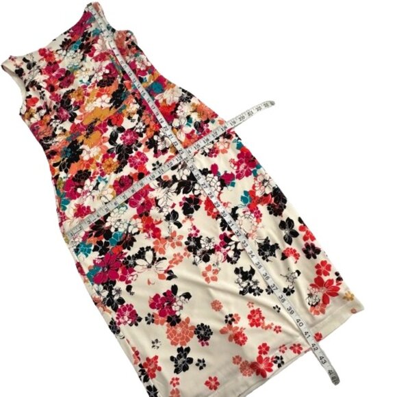 Maggy London Women's 6 Multicolored Floral Sleeveless Lined Midi Sheath Dress - Picture 9 of 14
